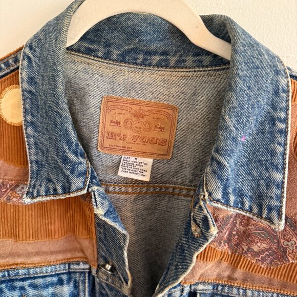 Et Vous Vintage 90s Heavyweight Denim Jacket with Southwestern / Western Quiltin - Picture 4 of 6